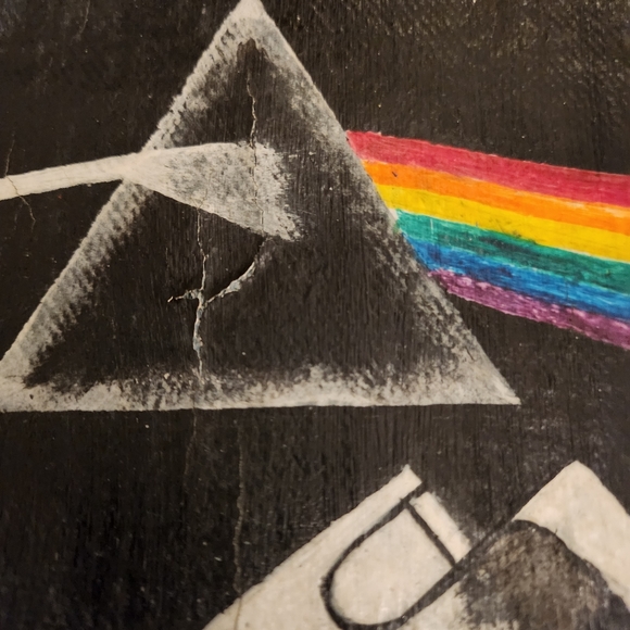 1970's Lee hand painted Pink Floyd distressed denim vest Mens M - Picture 12 of 17